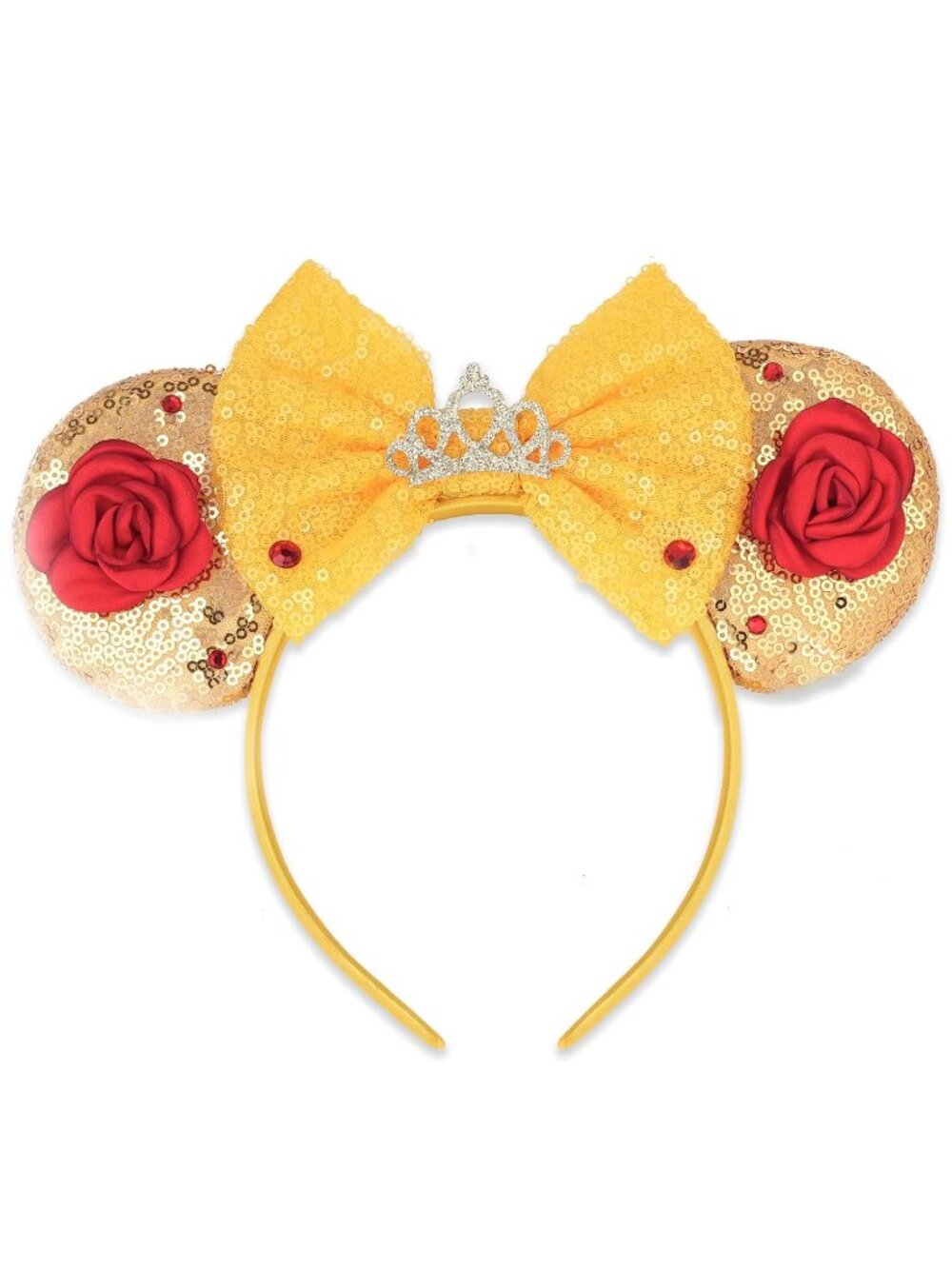 Women Yellow Crown Sequin Halloween Mickey Mouse Headband for Cosplay